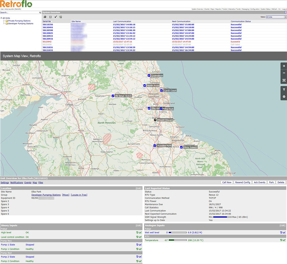 pumping station monitoring